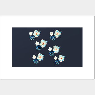 Blue geranium pattern Posters and Art